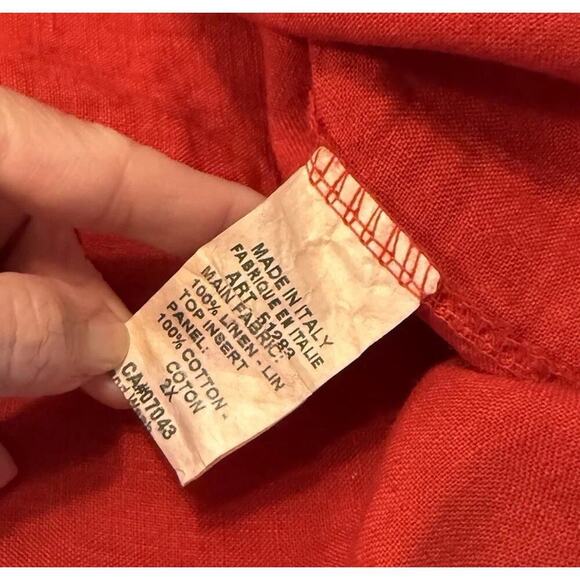 SAIPH LAB Blouse Top Shirt Boho Linen Poppy Red Plus Size 2X Lagenlook Peasant - Picture 11 of 12